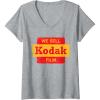 imageWomens Vintage We Sell Kodak Film Retail sign design VNeck TShirtHeather Grey