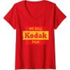 imageWomens Vintage We Sell Kodak Film Retail sign design VNeck TShirtRed