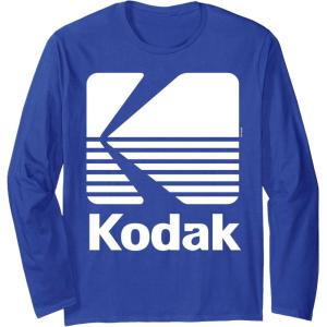 image80s Vintage Kodak Logo  White Long Sleeve TShirtRoyal Blue