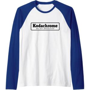 imageKodachrome Logo Design  Black Raglan Baseball TeeRoyal BlueWhite