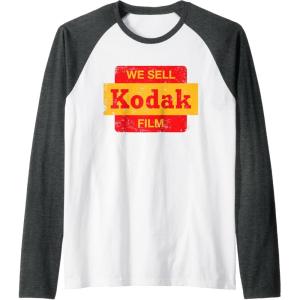 imageVintage We Sell Kodak Film Retail sign design Raglan Baseball TeeDark Heather GreyWhite
