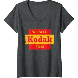 imageWomens Vintage We Sell Kodak Film Retail sign design VNeck TShirtDark Heather Grey