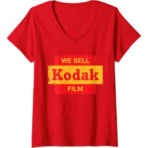 imageWomens Vintage We Sell Kodak Film Retail sign design VNeck TShirtRed