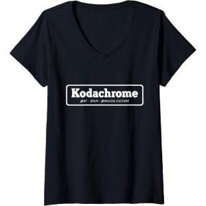imageKodak Kodachrome Logo VNeck TShirt Womens