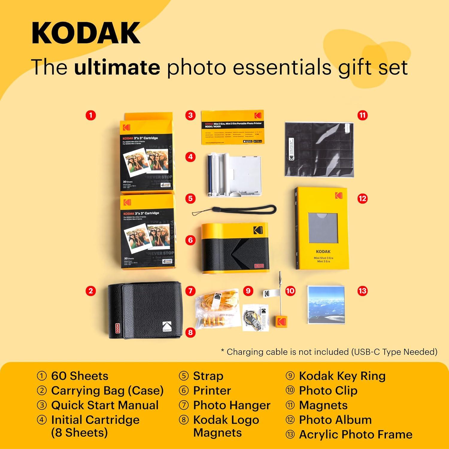 imageKODAK Mini 3 ERA 4PASS Portable Photo Printer Black Printer  Initial 8 Sheets  60 SheetsBlack