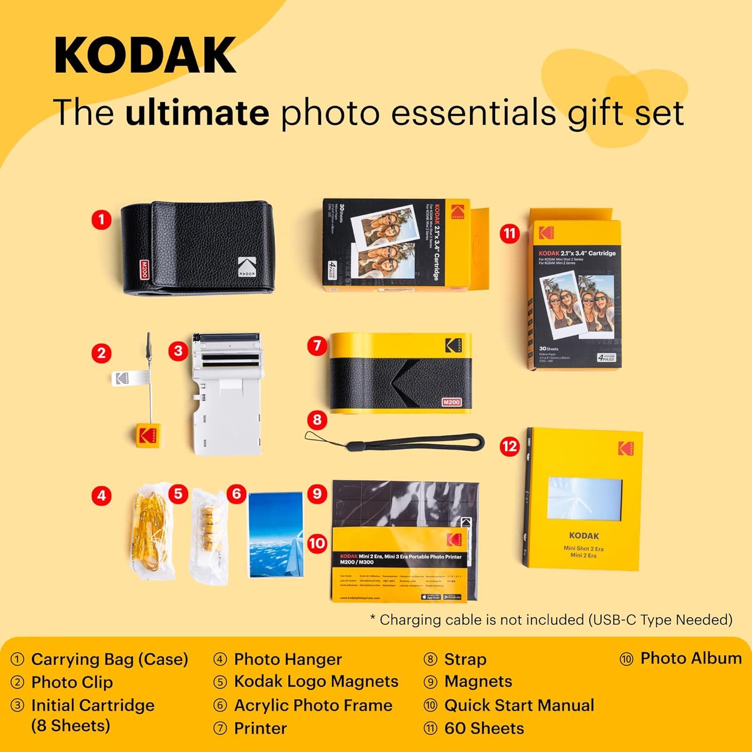 imageKODAK Mini 3 ERA 4PASS Portable Photo Printer Black Printer  Initial 8 Sheets  60 SheetsBlack