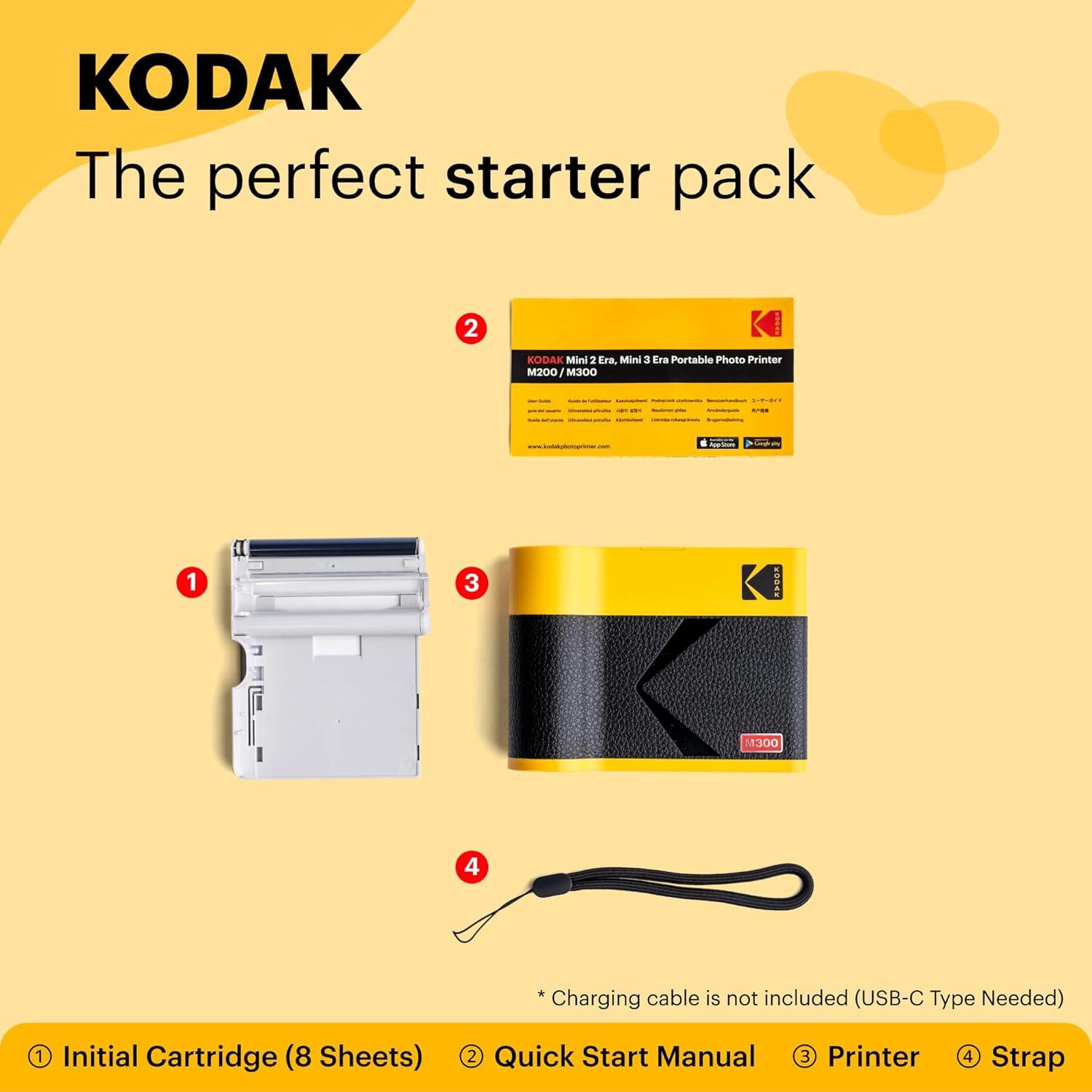 imageKODAK Mini 3 ERA 4PASS Portable Photo Printer Black Printer  Initial 8 Sheets  60 SheetsYellow