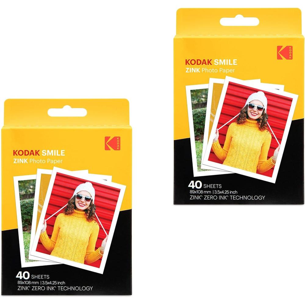 imageZink Kodak 35x425 inch Premium Zink Instant Print Photo Paper 80 Sheets Compatible with Kodak Smile Classic Instant CameraWhite