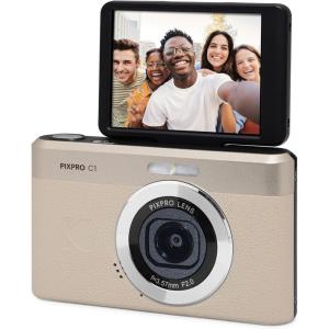 imageKODAK PIXPRO C1 Friendly Zoom Digital Camera  13MP Compact Point and Shoot with 28 180 Tilt LCD Flip Screen Retro Vintage Design with 4X Zoom and 1080P Full HD Video for Travel Vlogging BlackTan