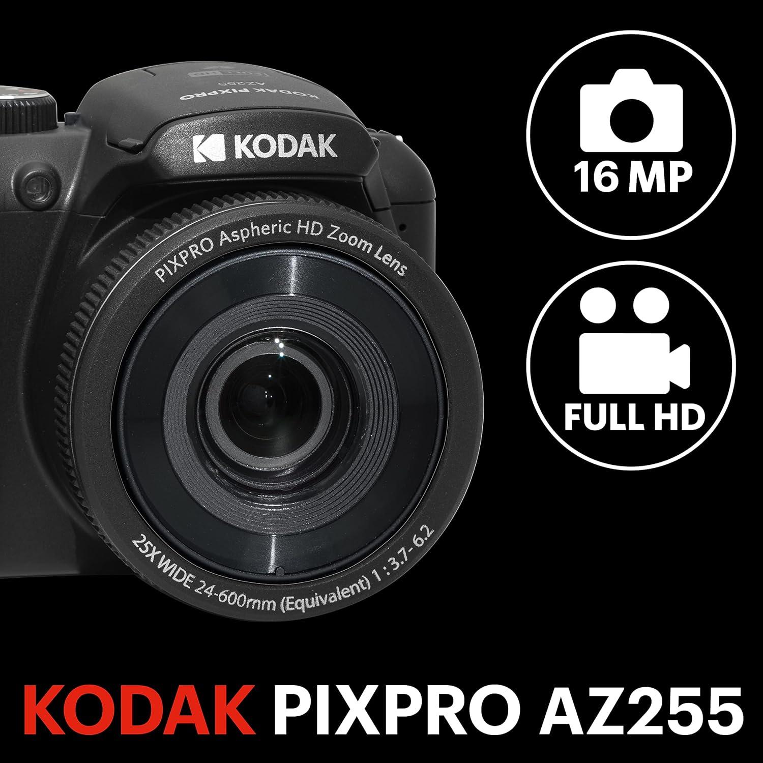 imageKODAK PIXPRO AZ255RD 16MP Digital Camera 25X Optical Zoom 24mm Wide Angle Lens Optical Image Stabilization 1080P Full HD Video 3quot LCD Vlogging Camera RedBlack