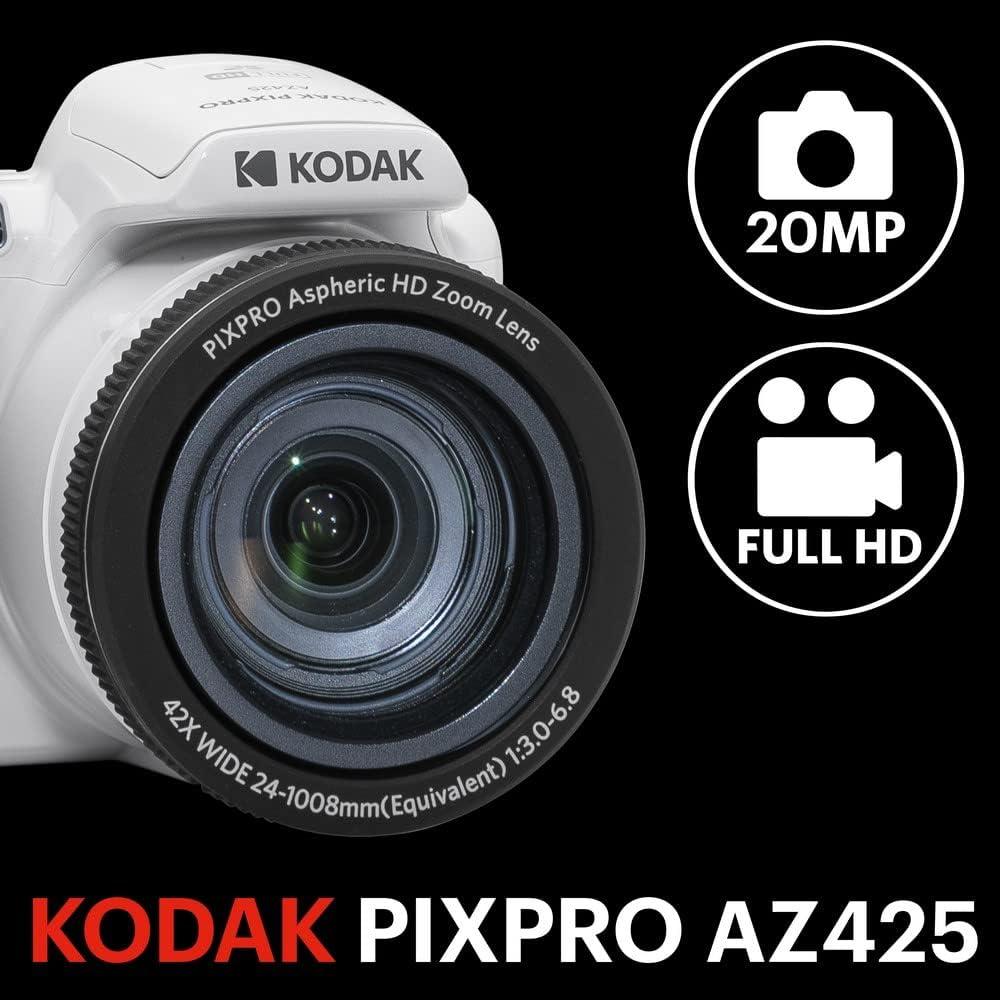 imageKODAK PIXPRO AZ425WH 20MP Digital Camera 42X Optical Zoom 24mm Wide Angle Lens 1080P Full HD Video Optical Image Stabilization LiIon Battery 3quot LCD Vlogging Camera WhiteWhite