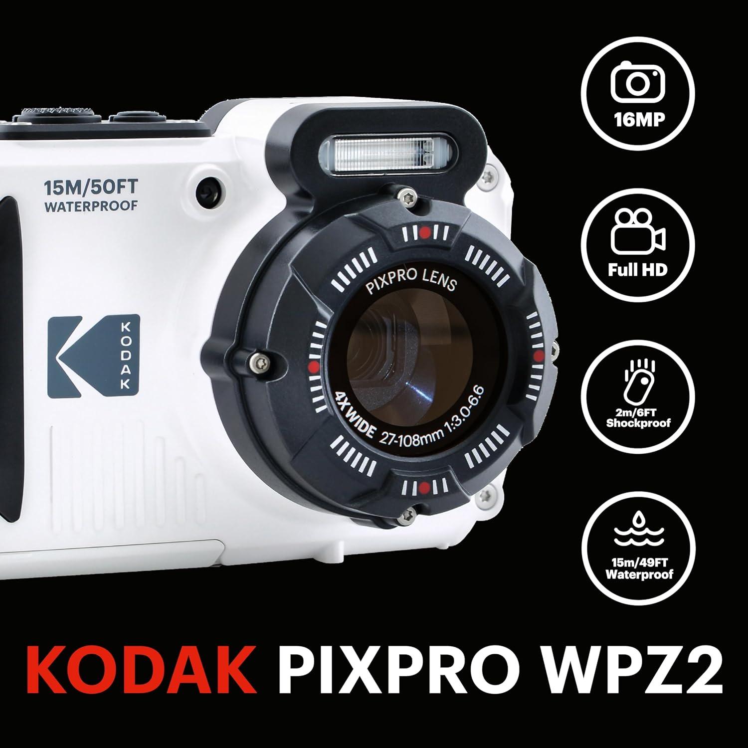 imageKODAK PIXPRO WPZ2 Rugged Waterproof Shockproof Dustproof WiFi Digital Camera 16MP 4X Optical Zoom 1080P Full HD Video Vlogging Camera 27quot LCD YellowCamera