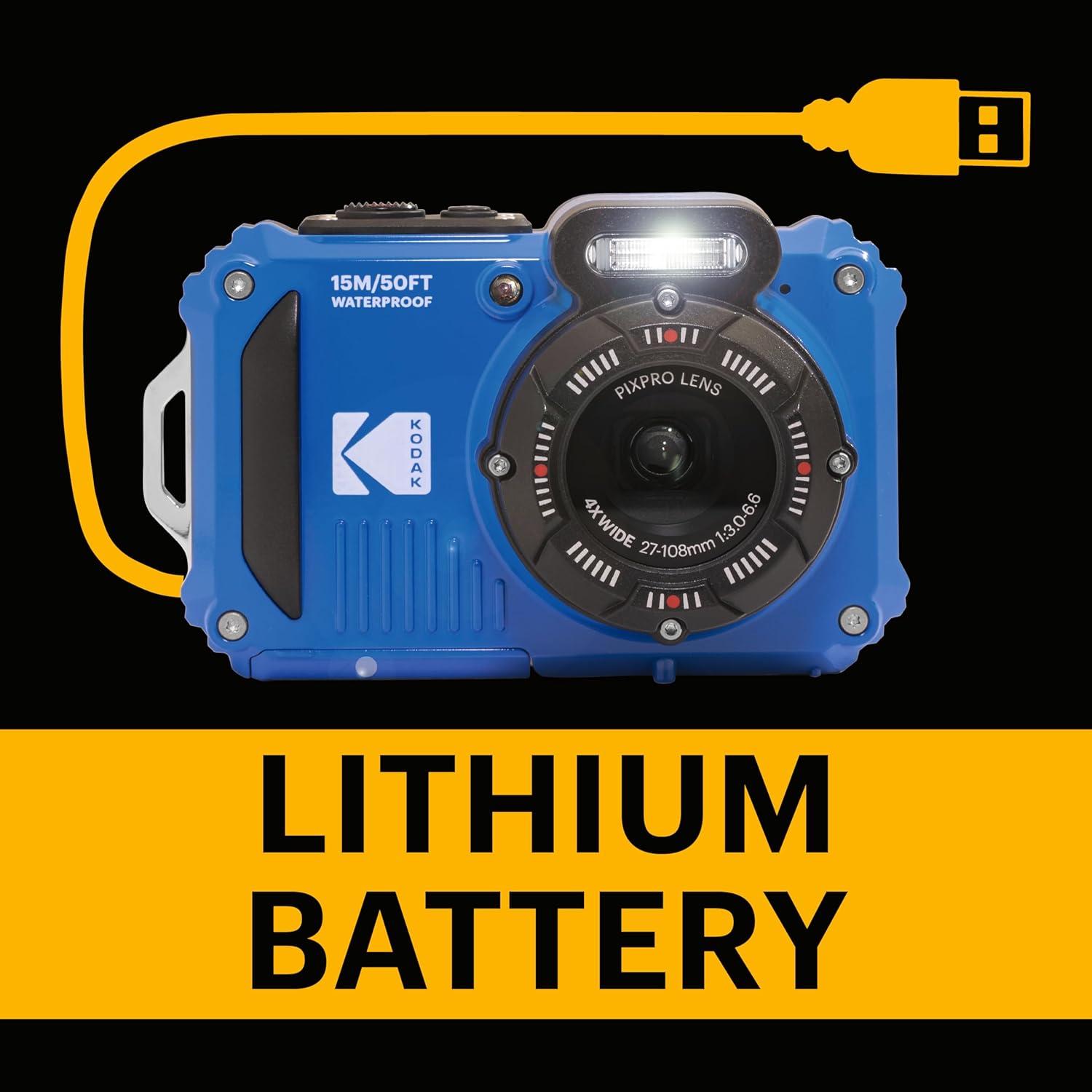 imageKODAK PIXPRO WPZ2 Rugged Waterproof Shockproof Dustproof WiFi Digital Camera 16MP 4X Optical Zoom 1080P Full HD Video Vlogging Camera 27quot LCD YellowBlue