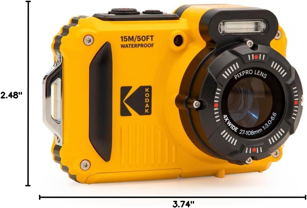 imageKODAK PIXPRO WPZ2 Rugged Waterproof Shockproof Dustproof WiFi Digital Camera 16MP 4X Optical Zoom 1080P Full HD Video Vlogging Camera 27quot LCD YellowYellow