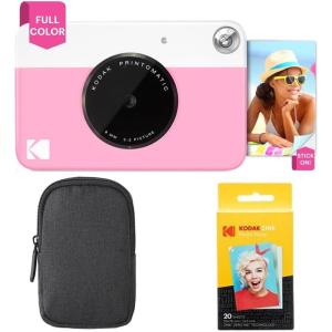 image:imageKODAK Printomatic FullColor Instant Print Camera Starter Bundle  Carrying Case  Zink 20pk Photo Paper  Colorful Photos On 2x3quot StickyBack Paper  Fun Gift for Birthday Christmas Holiday  PinkPink