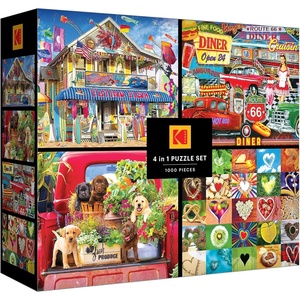 image:imageRoseArt  Kodak Premium  4in1 Multipack  1000 Piece Jigsaw Puzzles 4 Pack  Stunning Photography Puzzle Collection for Adults  4 Individual 1000pc Puzzles in One Box
