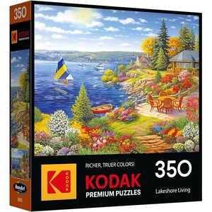 image:imageRoseArt  Kodak Premium 350 Piece Puzzle  Sunset Camper with Golden Retriever Vibrant Lakeside Scene Jigsaw Puzzle for Adults 24 x 18 Finished SizeLakeshore Living