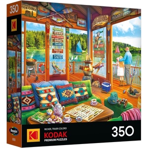 image:imageRoseArt  Kodak Premium 350 Piece Puzzle  Sunset Camper with Golden Retriever Vibrant Lakeside Scene Jigsaw Puzzle for Adults 24 x 18 Finished SizeThe Lake House