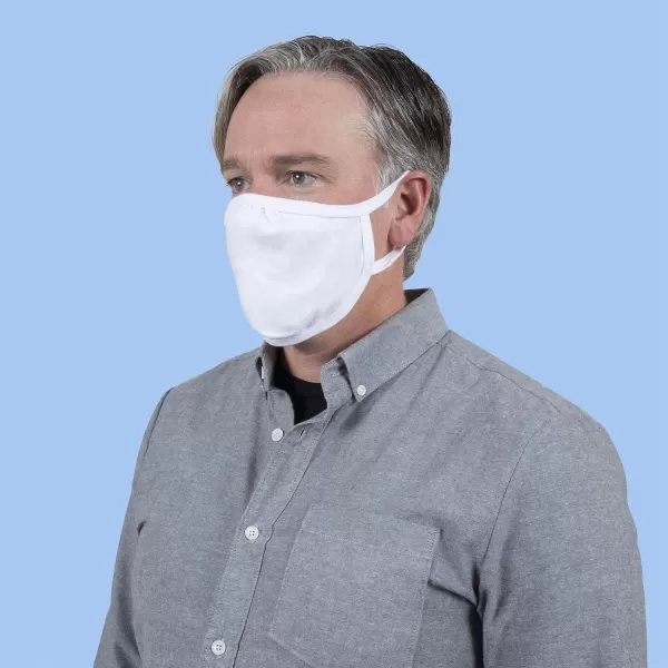 Gildan Adult &amp; Youth Reusable 2-Layer Cotton Face Mask  White )