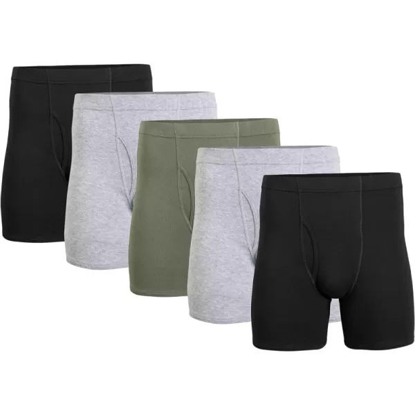 5 Black/Sport Grey Heather/Military Green (5-pack)