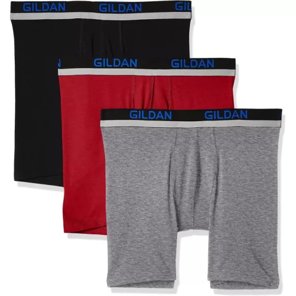 Gildan Men's Cotton Spandex Athletic Boxer Briefs, 3-Pack