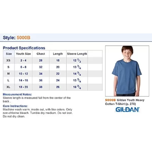 Gildan Youth Heavy Cotton T-Shirt, Style G5000B, 2-Pack
