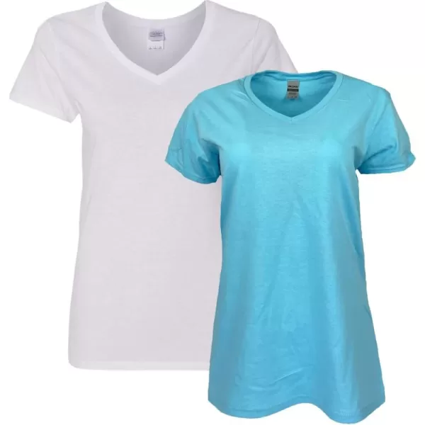 Gildan Women's Heavy Cotton V-Neck T-Shirt, 2-Pack