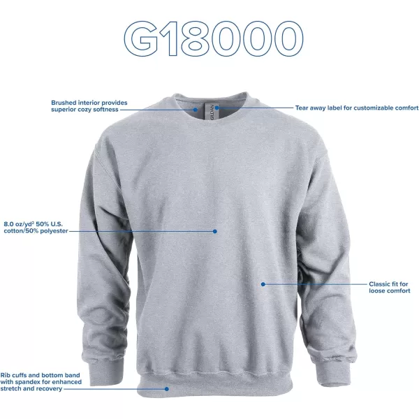 Gildan unisex-adult Fleece Crewneck Sweatshirt, Style G18000, Multipack)