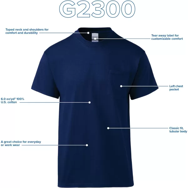 Gildan UnisexAdult Ultra Cotton TShirt With Pocket Style G2300 2PackBlack