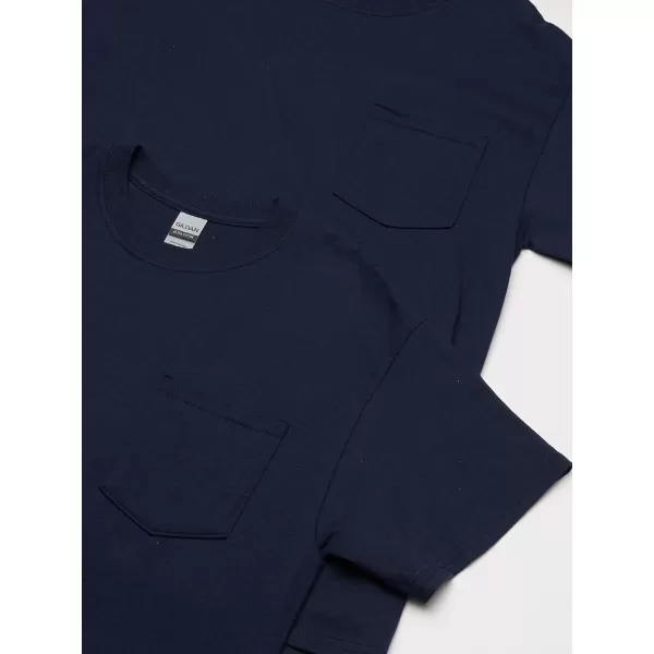Gildan UnisexAdult Ultra Cotton TShirt With Pocket Style G2300 2PackNavy