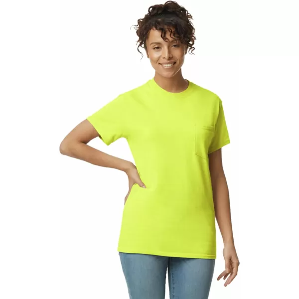 Gildan UnisexAdult Ultra Cotton TShirt With Pocket Style G2300 2PackSafety Green