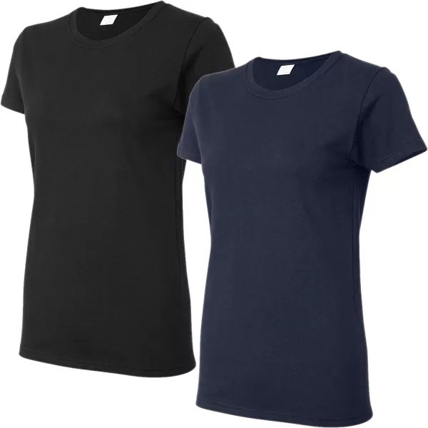 Gildan Womens Heavy Cotton TShirt Style G5000L 2PackNavyBlack