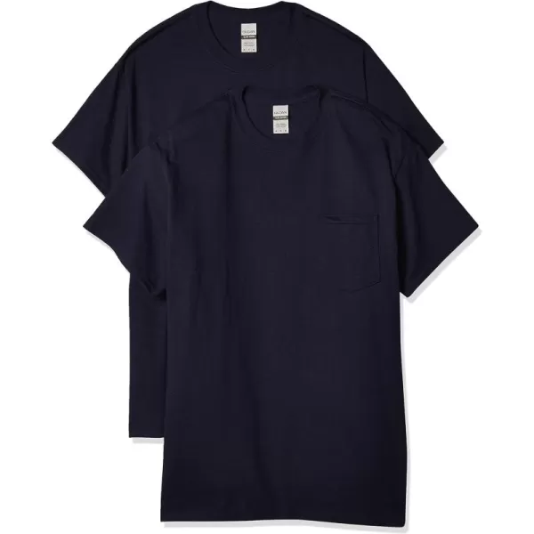 Gildan UnisexAdult Ultra Cotton TShirt With Pocket Style G2300 2PackNavy