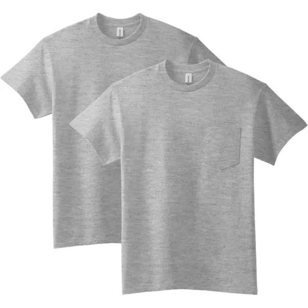 Gildan UnisexAdult Ultra Cotton TShirt With Pocket Style G2300 2PackSport Grey