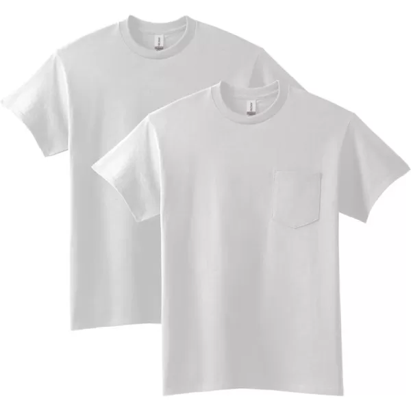 Gildan UnisexAdult Ultra Cotton TShirt With Pocket Style G2300 2PackWhite