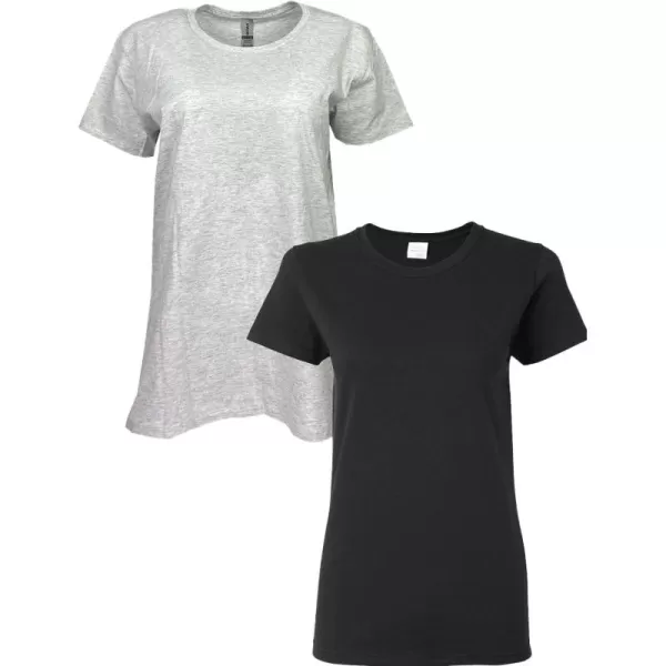 Gildan Womens Heavy Cotton TShirt Style G5000L 2PackAshBlack