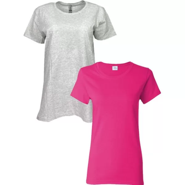 Gildan Womens Heavy Cotton TShirt Style G5000L 2PackAshHeliconia