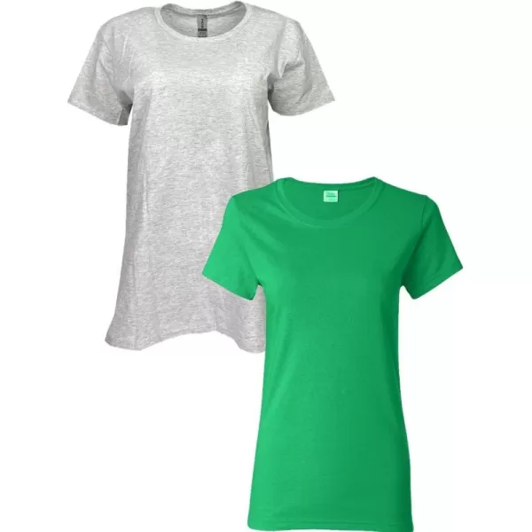 Gildan Womens Heavy Cotton TShirt Style G5000L 2PackAshIrish Green