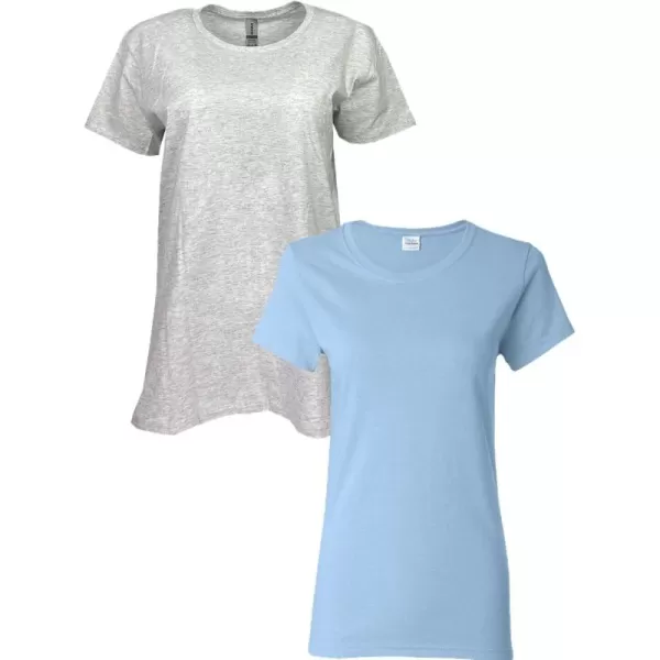 Gildan Womens Heavy Cotton TShirt Style G5000L 2PackAshLight Blue