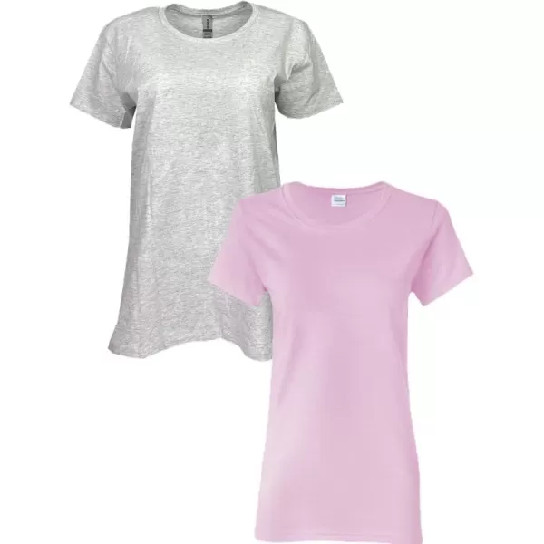 Gildan Womens Heavy Cotton TShirt Style G5000L 2PackAshLight Pink