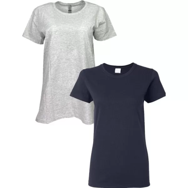 Gildan Womens Heavy Cotton TShirt Style G5000L 2PackAshNavy