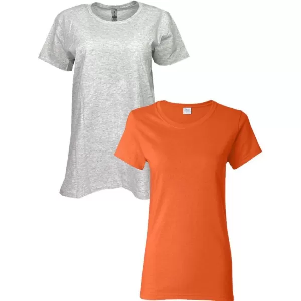 Gildan Womens Heavy Cotton TShirt Style G5000L 2PackAshOrange