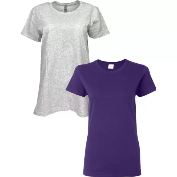 Gildan Womens Heavy Cotton TShirt Style G5000L 2PackAshPurple