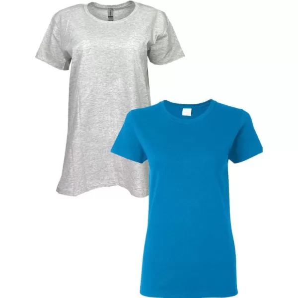 Gildan Womens Heavy Cotton TShirt Style G5000L 2PackAshSapphire