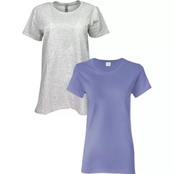 Gildan Womens Heavy Cotton TShirt Style G5000L 2PackAshViolet