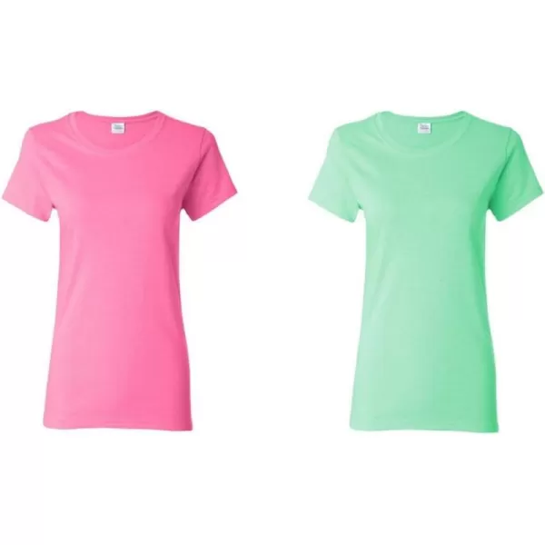 Gildan Womens Heavy Cotton TShirt Style G5000L 2PackAzaleaMint