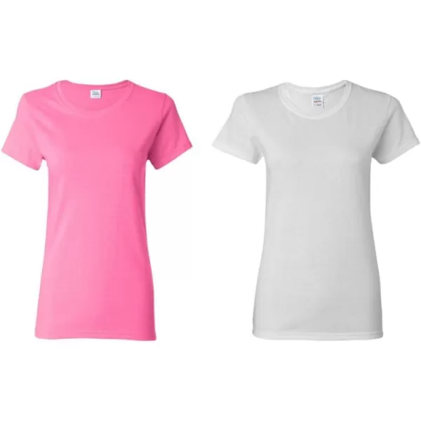 Gildan Womens Heavy Cotton TShirt Style G5000L 2PackAzaleaWhite