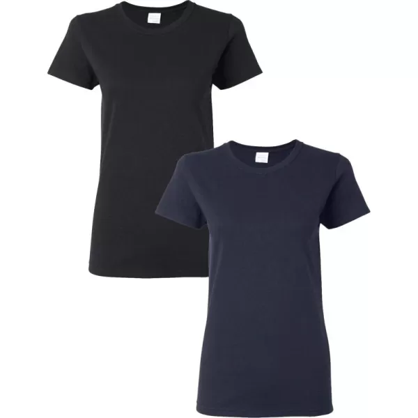 Gildan Womens Heavy Cotton TShirt Style G5000L 2PackBlackNavy