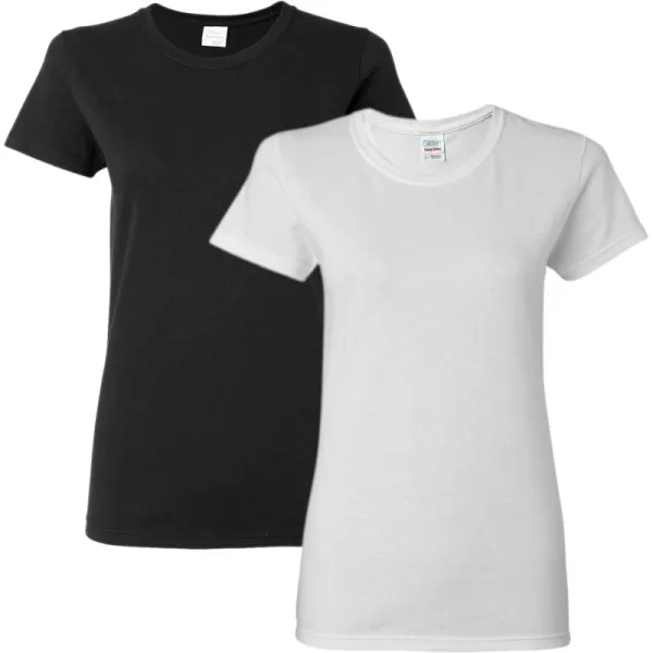 Gildan Womens Heavy Cotton TShirt Style G5000L 2PackBlackWhite