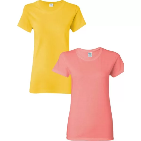 Gildan Womens Heavy Cotton TShirt Style G5000L 2PackDaisyCoral